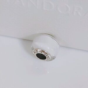 Pandora White Mini Murano Glass Charm Bead with box